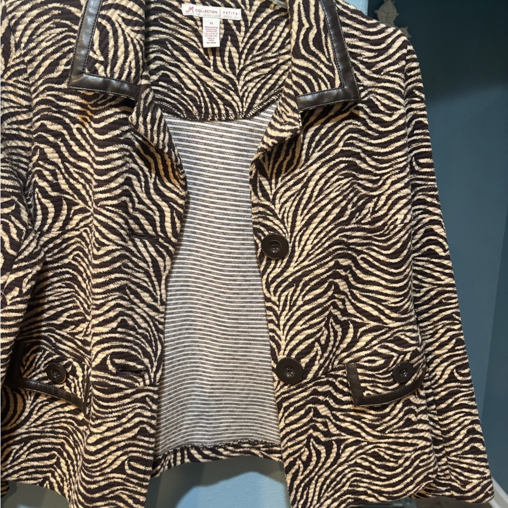 JM Collection Zebra Pattern Jacket/Top SZ PM